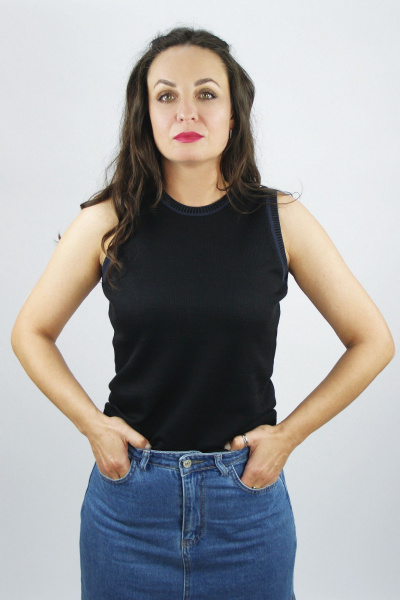 Короткий летний джемпер из хлопкового трикотажа черный Полесье С1986-24 4С0719-Д43 170,176 глубокий_черный - фото 1