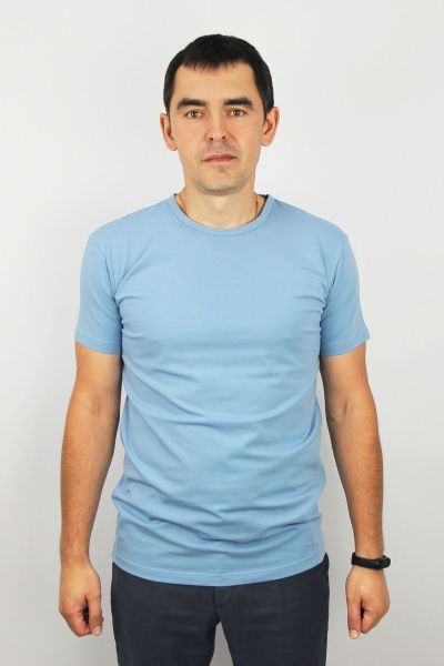 Летняя майка из хлопкового трикотажа с коротким рукавом Полесье С5633-20 0С2057-Д43 182,188 деним - фото 1