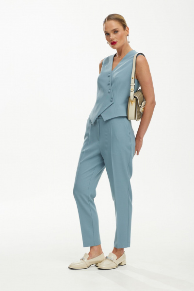 Летний костюм из текстиля с жилетом для повседневных образов Твой имидж 1884 серо-голубой - фото 3
