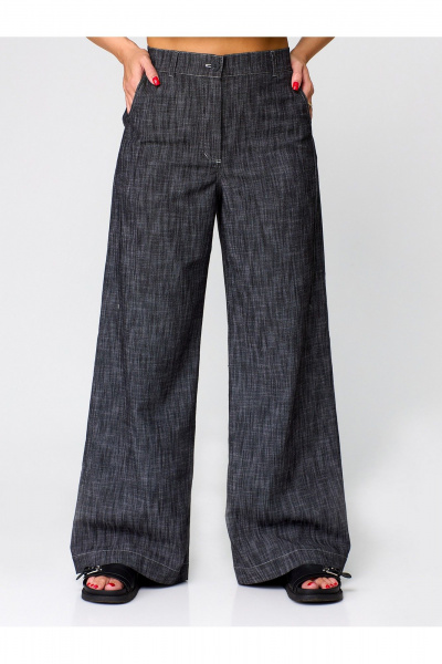 Демисезонные брюки-клеш из текстиля с высокой посадкой Zlata 4437 серый - фото 6