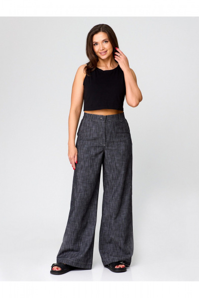 Демисезонные брюки-клеш из текстиля с высокой посадкой Zlata 4437 серый - фото 1