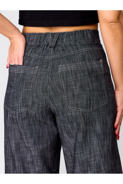 Демисезонные брюки-клеш из текстиля с высокой посадкой Zlata 4437 серый - фото 5