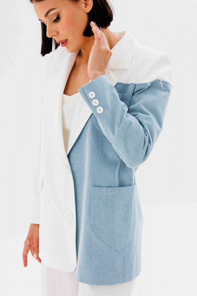 Жакет AURA otd 1105 белый+светло-голубой - фото 12