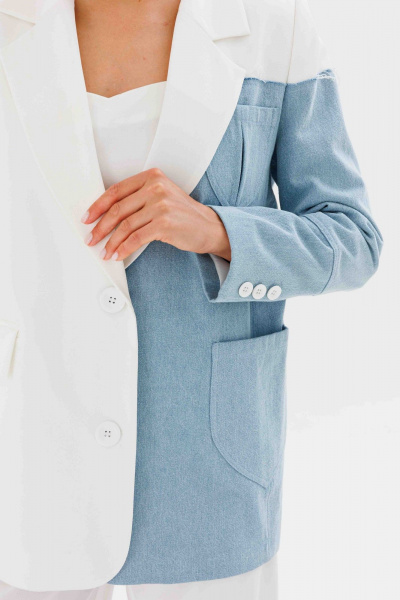 Жакет AURA otd 1105 белый+светло-голубой - фото 11