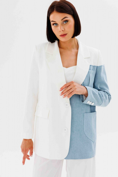 Жакет AURA otd 1105 белый+светло-голубой - фото 10