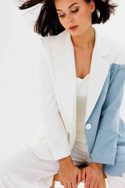 Жакет AURA otd 1105 белый+светло-голубой - фото 9