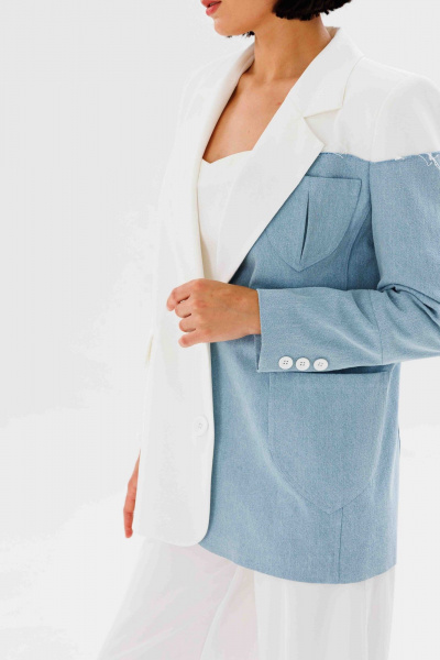 Жакет AURA otd 1105 белый+светло-голубой - фото 6