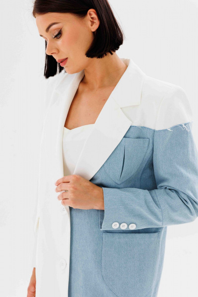 Жакет AURA otd 1105 белый+светло-голубой - фото 4