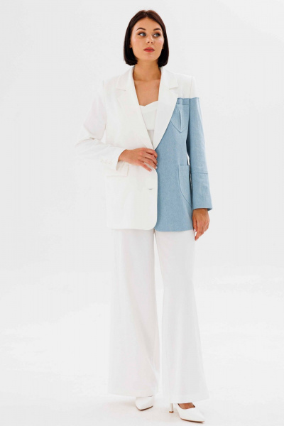 Жакет AURA otd 1105 белый+светло-голубой - фото 1