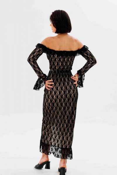 Юбка миди из кружева с воланами и разрезом AURA otd 5061 черный - фото 7
