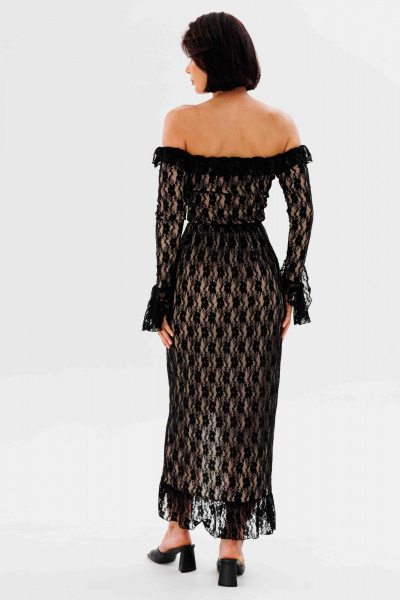 Юбка миди из кружева с воланами и разрезом AURA otd 5061 черный - фото 6