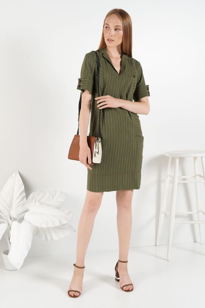 зеленое платье длиной 89 см из вискозы и текстиля в стиле на каждый день BURVIN 7415-81 - фото 1