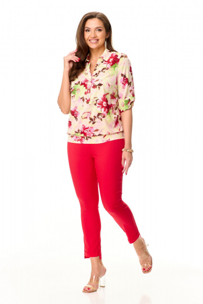 Брюки с асимметричным низом с эластичным поясом Abbi 2020 красный - фото 14