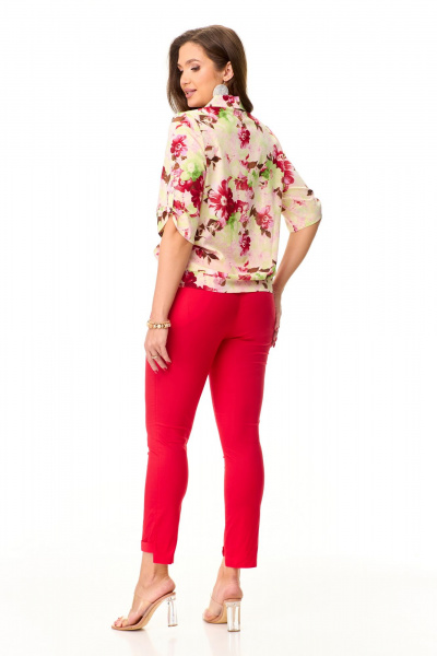 Брюки с асимметричным низом с эластичным поясом Abbi 2020 красный - фото 11