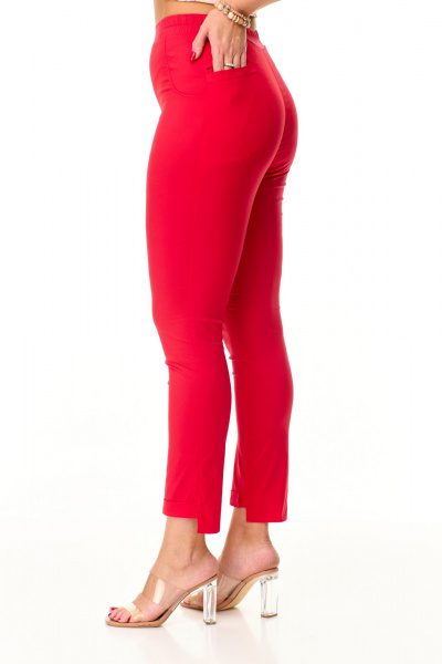 Брюки с асимметричным низом с эластичным поясом Abbi 2020 красный - фото 10