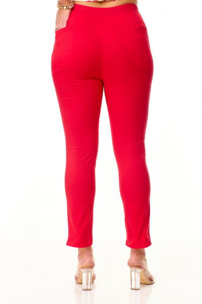 Брюки с асимметричным низом с эластичным поясом Abbi 2020 красный - фото 9