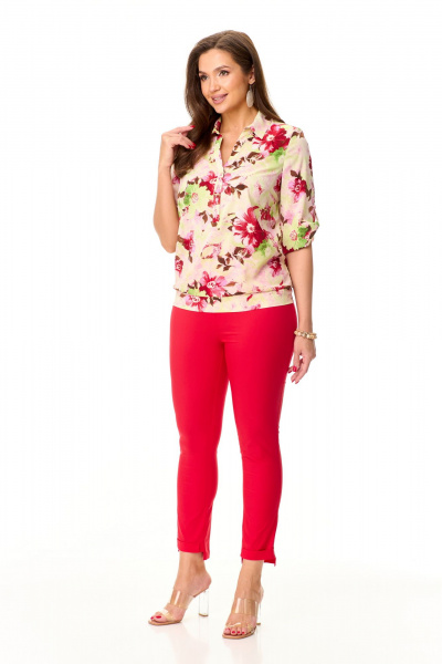 Брюки с асимметричным низом с эластичным поясом Abbi 2020 красный - фото 6