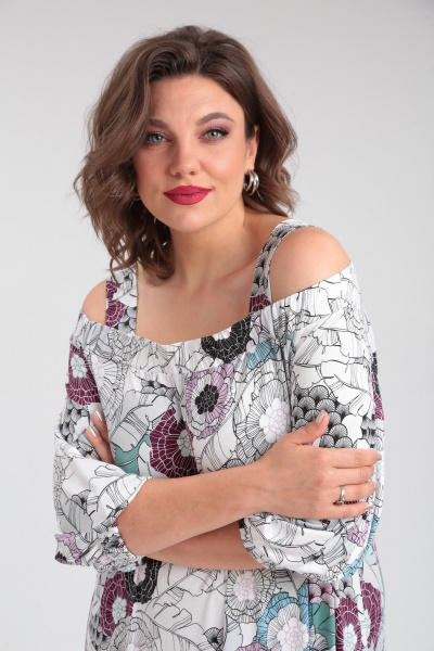 Платье А-силуэта из вискозы с сборками и длинной длиной Avenue 0128 дизайн - фото 6