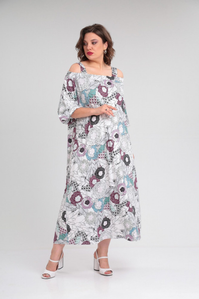 Платье А-силуэта из вискозы с сборками и длинной длиной Avenue 0128 дизайн - фото 2