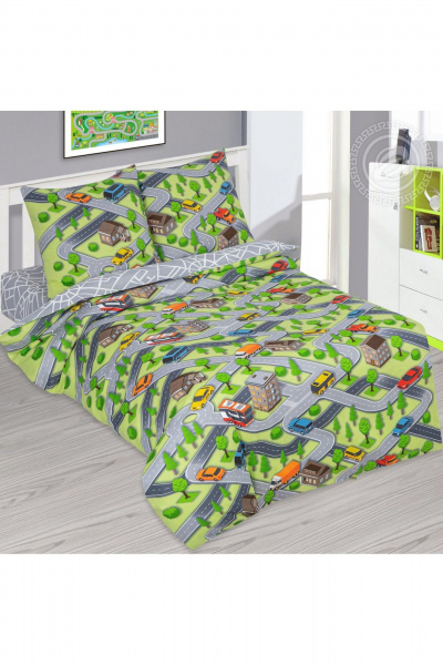 Набор белья постельное из хлопка с внутренним карманом АРТПОСТЕЛЬ 112 автодром - фото 1