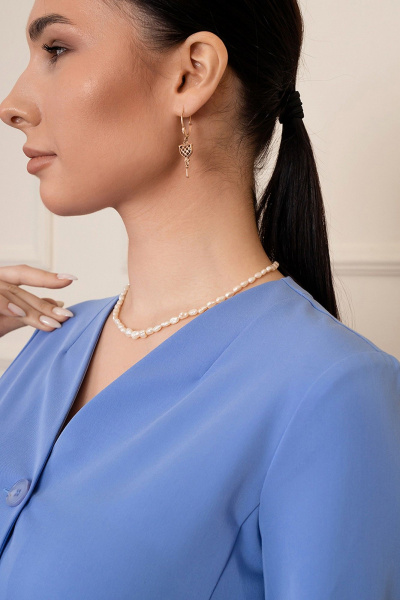 Голубое платье миди с ремнем и V-образным вырезом LADO 6326-9 голубой - фото 17