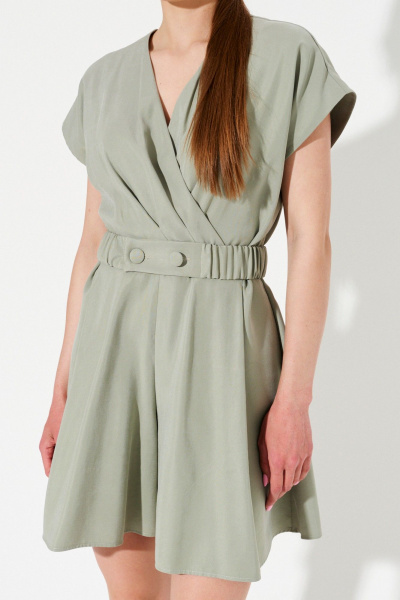 Зеленый летний комбинезон на каждый день из текстиля Ketty К-17220 серо-зеленый - фото 4