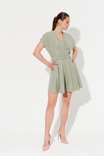 Зеленый летний комбинезон на каждый день из текстиля Ketty К-17220 серо-зеленый - фото 2