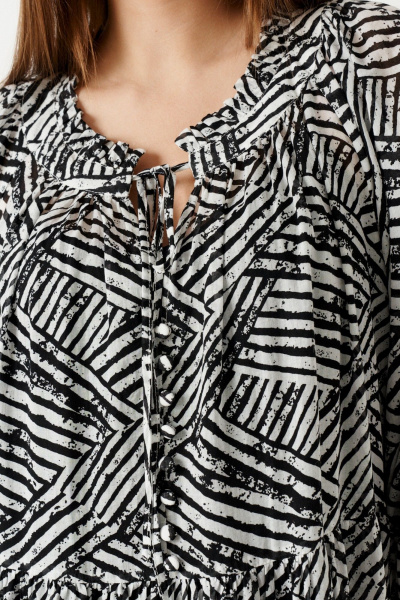 Летнее хлопковое платье с съемным поясом и дизайном Ketty К-13990 черно-белый - фото 6