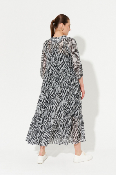 Летнее хлопковое платье с съемным поясом и дизайном Ketty К-13990 черно-белый - фото 5