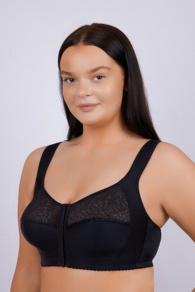 Черное бесшовное бюстгальтер изягкого хлопка Verally 2128-1 черный - фото 3