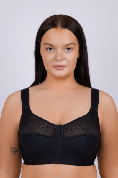 Черное бесшовное бюстгальтер изягкого хлопка Verally 2128-1 черный - фото 1