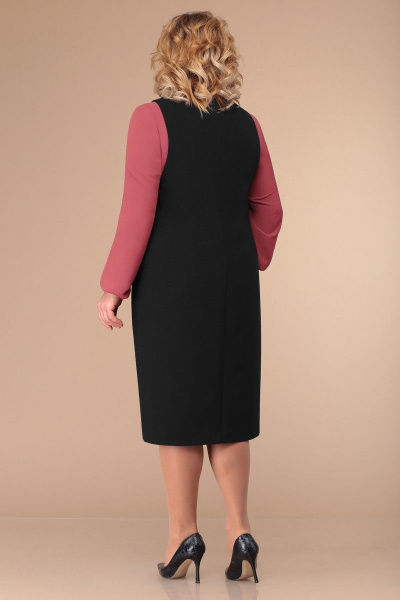 Демисезонный сарафан из текстиля с глубоким вырезом и складками Линия Л Б-1771 черный - фото 3