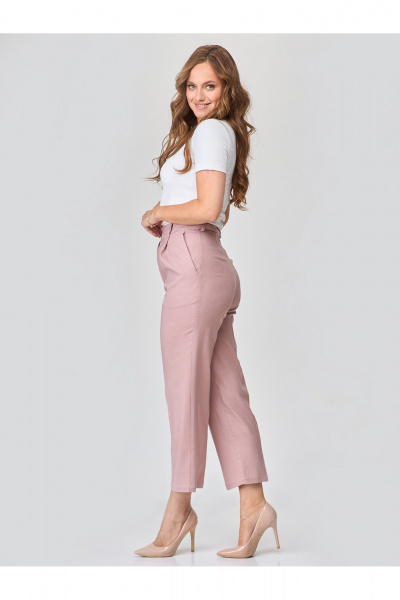 Розовые укороченные брюки со стрелками из вискозы Zlata 4399 розовый - фото 2