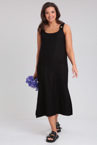 Черный летний сарафан с накладными карманами Your size 2232 черный - фото 8