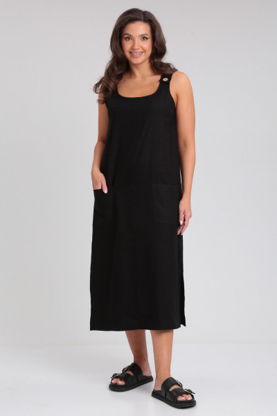 Черный летний сарафан с накладными карманами Your size 2232 черный - фото 2