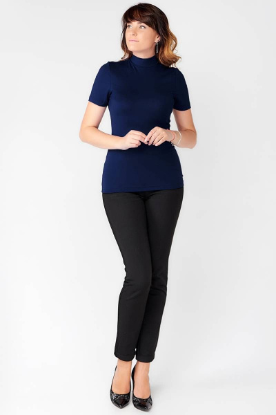 Летняя синяя водолазка классического силуэта из вискозы La rouge 3273 темно-синий - фото 2