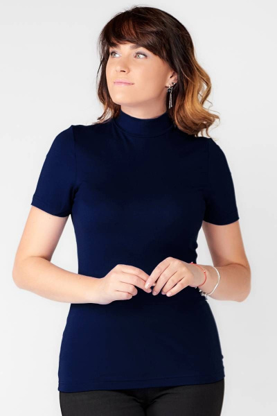 Летняя синяя водолазка классического силуэта из вискозы La rouge 3273 темно-синий - фото 1