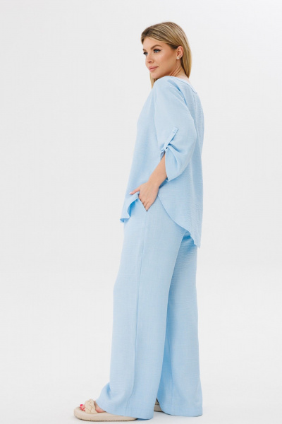 Брюки свободного кроя палаццо из вискозы для летнего сезона Ambera Style 1032в голубой - фото 7