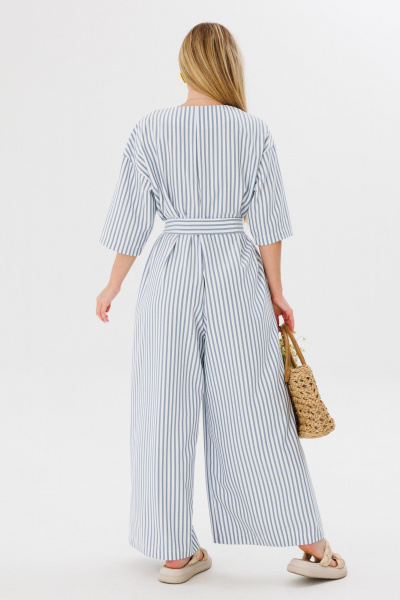 Комбинезон с спущенным плечом и поясом из вискозы Ambera Style 1075w полоска - фото 8