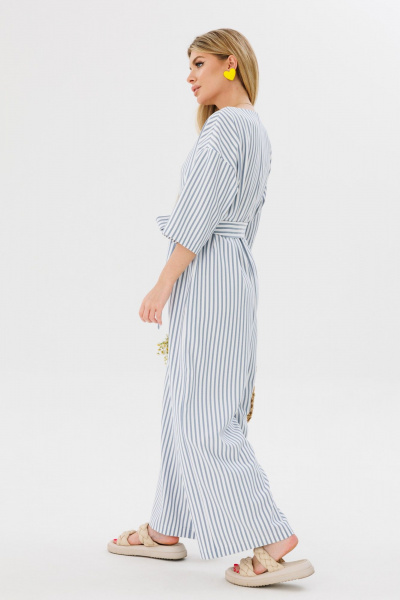 Комбинезон с спущенным плечом и поясом из вискозы Ambera Style 1075w полоска - фото 7