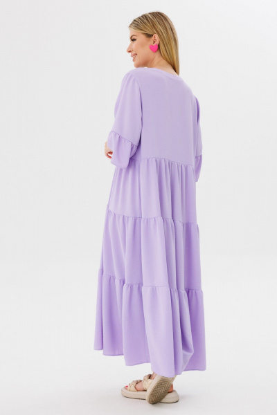 Платье свободного силуэта с V-образным вырезом из вискозы Ambera Style 1095L лаванда - фото 9
