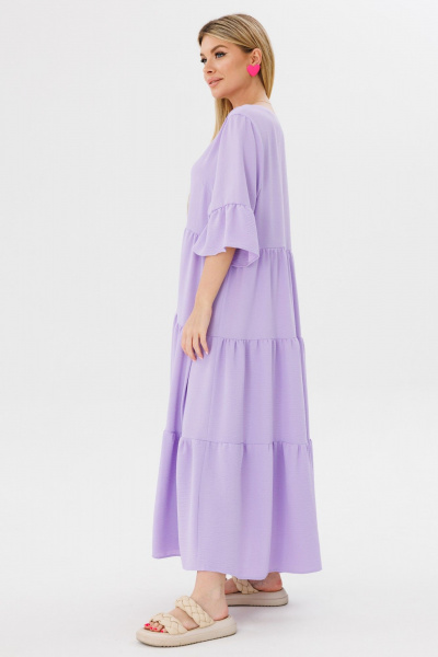 Платье свободного силуэта с V-образным вырезом из вискозы Ambera Style 1095L лаванда - фото 8
