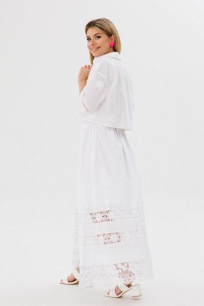 Рубашка укороченная и юбка-колокол свободного силуэта Ambera Style 2079 молоко - фото 2