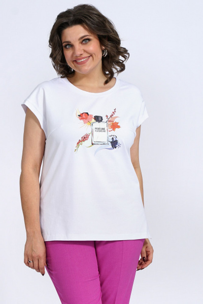 Деловый комплект из жакета, блузки и брюк из текстиля Пинск-Стиль 3147 фуксия - фото 4