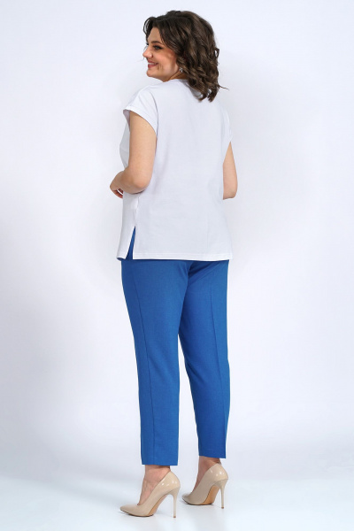 Комплект женский: свободный жакет, брюки и блузка для делового образа Пинск-Стиль 3147 синий - фото 5