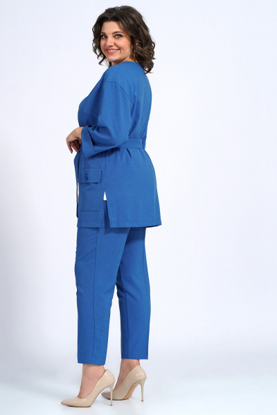 Комплект женский: свободный жакет, брюки и блузка для делового образа Пинск-Стиль 3147 синий - фото 12