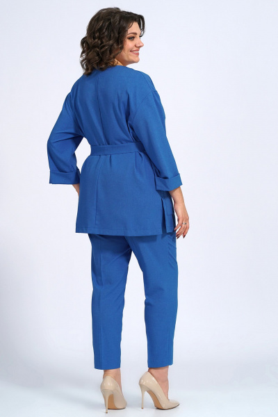 Комплект женский: свободный жакет, брюки и блузка для делового образа Пинск-Стиль 3147 синий - фото 11