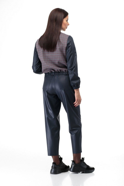 Модный демисезонный бомбер и брюки с имитацией кожи Anelli 902 клетка - фото 5