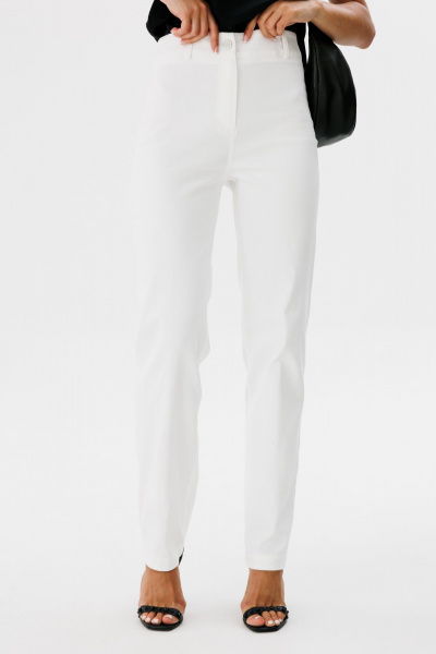 Классические брюки из мягкого джинса с высокой посадкой THE NAME 2313 молочный - фото 2