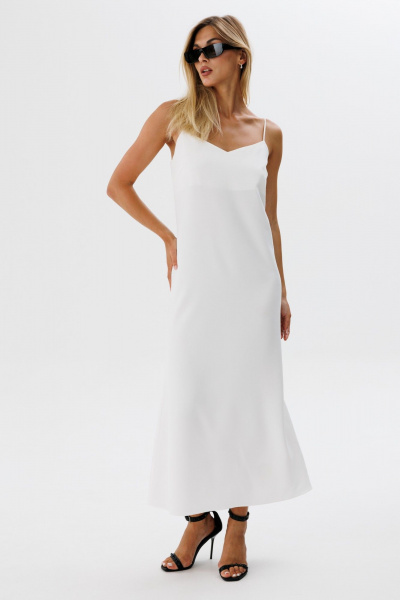 Белый сарафан из льняного текстиля с бретелями THE NAME 2321 молочный - фото 2